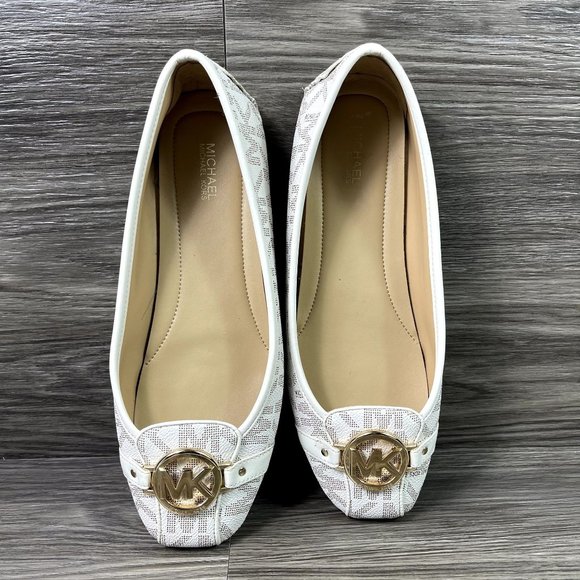 Michael Michael Kors Women's White MK Monogram Flats/Shoes Size 9 - Picture 6 of 7